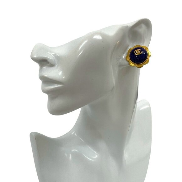 CHANEL Jewelry - CHANEL Vintage Blue Logo Earrings
